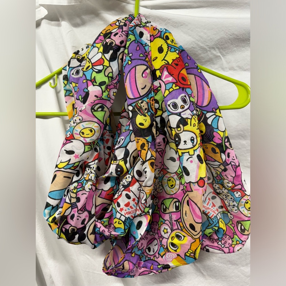 NEON STAR TOKIDOKI LOVE OWLS ENDLESS SCARF 20.5” X 38” SUPER CUTE!!